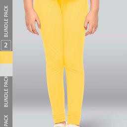 LYRA Girls Pack Of 2 Churidar-Length Cotton Breathable Skin Friendly Leggings-image-75