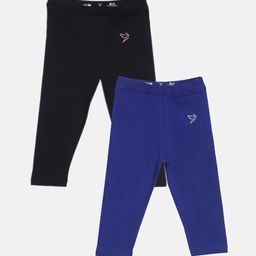 TWIN BIRDS Girls Set Of 2 Three-Fourth -Length Cotton Leggings-image-3