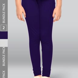 LYRA Girls Pack Of 2 Churidar-Length Cotton Breathable Leggings-image-76