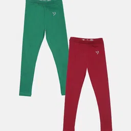 TWIN BIRDS Girls Pack Of 2 Pure Cotton Ankle-Length Leggings-image-65