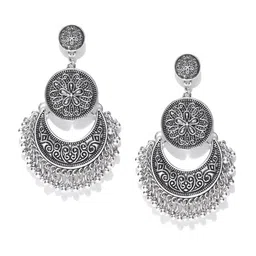 Sangria Silver-Plated Contemporary Chandbalis Earrings-image-26