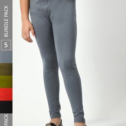 BAESD Girls Pack Of 5 Super Soft Churidar-Length Leggings-image-85