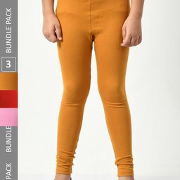 BAESD Girls Pack Of 3 Super Soft Churidar Length Leggings-image-99