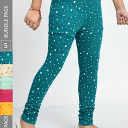 BAESD Girls Pack Of 5 Printed Cotton Ankle-Length Leggings-picture-3