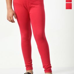 BAESD Girls Pack Of 3 Solid Churidar-Length Leggings-picture-36