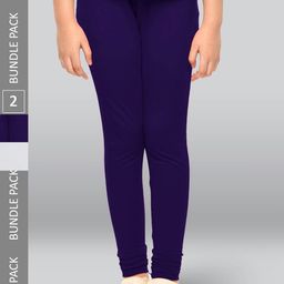 LYRA Girls Pack Of 2 Churidar-Length Cotton Breathable Leggings-image-86