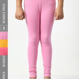 BAESD Girls Pack Of 3 Super Soft Churidar-Length Leggings-image-123