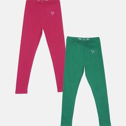 TWIN BIRDS Girls Pack Of 2 Pure Cotton Ankle Length Leggings-image-78