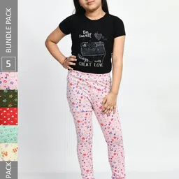 BAESD Girls Pack Of 5 Printed Cotton Ankle-Length Leggings-picture-5