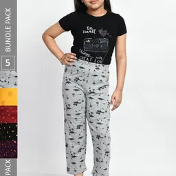 BAESD Girls Pack Of 5 Printed Pure Cotton Leggings-image-95
