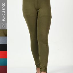 BAESD Girls Pack Of 6 Churidar-Length Cotton Leggings-image-81