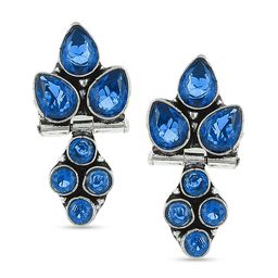 EL REGALO Blue Leaf Shaped Drop Earrings-image-24