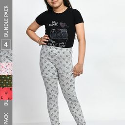 BAESD Girls Pack Of 4 Printed Pure Cotton Churidar Length Leggings-picture-19