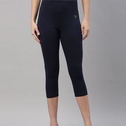 TWIN BIRDS Women Blue Solid Cotton Three-Fourth-Length Leggings-picture-21