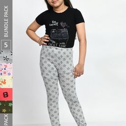 BAESD Girls Pack Of 5 Printed Cotton Ankle-Length Leggings-picture-11
