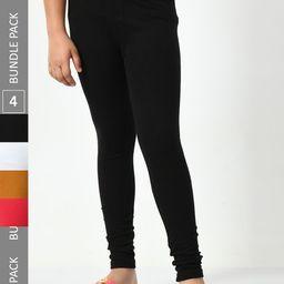 BAESD Girls Pack of 4 Cotton Churidar-Length Leggings-image-96