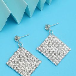 SOHI Women Silver-Toned Contemporary Drop Earrings-image-48