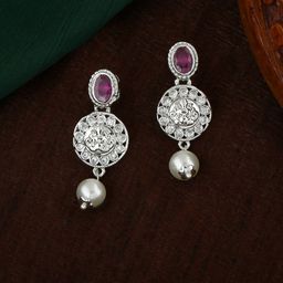 Estele Silver-Plated Circular Drop Earrings-6