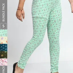 BAESD Girls Pack Of 5 Printed Cotton Churidar-Length Leggings-image-38