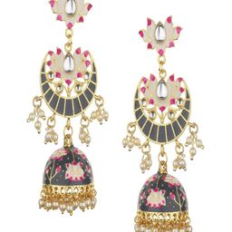 Runjhun Grey Contemporary Jhumkas Earrings-image-52