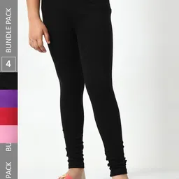 BAESD Girls Pack Of 4 Super-Soft Churidar-Length Leggings-image-88