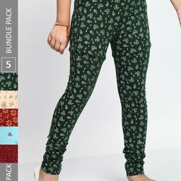 BAESD Girls Pack Of 5 Printed Pure Cotton Leggings-image-88