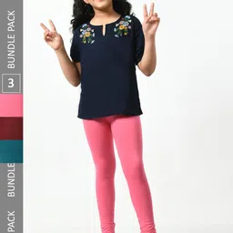 BAESD Girls Pack Of 3 Churidar-Length Super Soft Cotton Lycra Leggings-picture-18