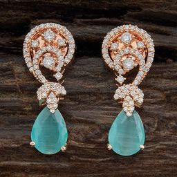 Kushal's Fashion Jewellery Rose Gold-Plated Teardrop Shaped CZ-Studded Drop Earrings-52