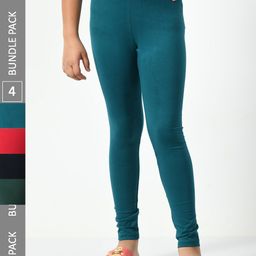 BAESD Girls Pack of 4 Cotton Churidar-Length Leggings-image-95