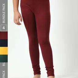 BAESD Girls Pack Of 4 Super Soft Churidar-Length Leggings-image-63