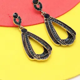 SOHI Blue Contemporary Drop Earrings-38