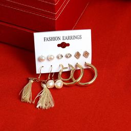 The Pari Set of 6 Gold Plated Contemporary Studs Earrings-image-70