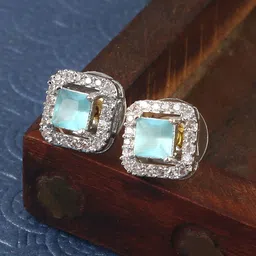 Jewar Mandi Silver-Plated Square Studs Earrings-32