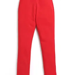 Tiny Girl Girls Red Solid Pure Cotton Jeggings-picture-24