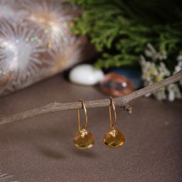 Berserk Women Gold-Toned Citrine Studded Drop Earrings-24