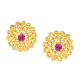 Vighnaharta Set Of 4 Gold-Plated Floral Stone Studded Studs Earrings-24