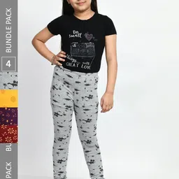 BAESD Girls Pack of 4 Printed Pure Cotton Leggings-picture-5