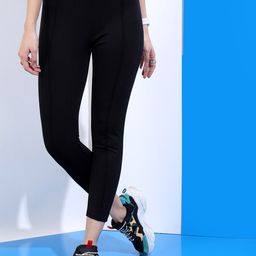 Tokyo Talkies Women Black Solid Ankle-Length Leggings-46