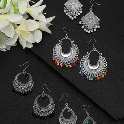 Sangria Set Of 4 Silver-Plated Beaded Drop Earrings-9