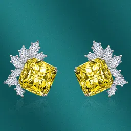 Designs & You Silver Plated Cubic Zirconia Square Studs Earrings-5
