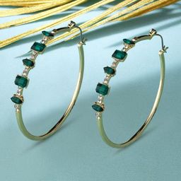Accessorize Women Green & Gold-Toned Circular Hoop Earrings-17