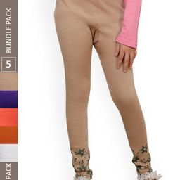 IndiWeaves Girls Pack Of 5 Printed Wool Ankle Length Leggings-picture-27