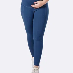 Blissclub Women Navy Maternity Leggings with Curved Belly Panel and 2 pockets-image-88