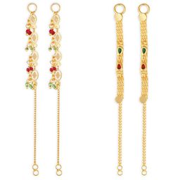 Vighnaharta Set Of 2 Gold-Plated Drop Ear Chain-1