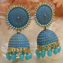 Moedbuille Gold-Plated Dome Shaped Jhumkas Earrings-image-86