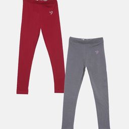 TWIN BIRDS Girls Pack of 2 Ankle Length Cotton Leggings-38