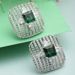 KARATCART Green Contemporary Studs Earrings-picture-4