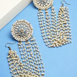 KARATCART Gold-Toned & White Classic Studs Earrings-8