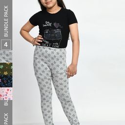 BAESD Girls Pack of 4 Printed Pure Cotton Leggings-picture-17