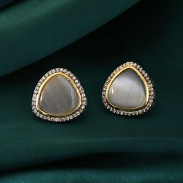 THE AAB STUDIO Grey & Silver-Plated  Triangular Studs Earrings-28